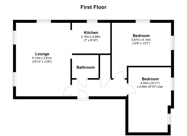 Floor Plan Image for 2 Bedroom Flat for Sale in Cavendish House, Camps Road, HAVERHILL