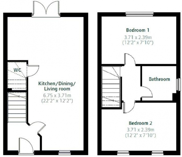 Floor Plan Image for 2 Bedroom Property for Sale in Shipp Close, Little Wratting, Haverhill