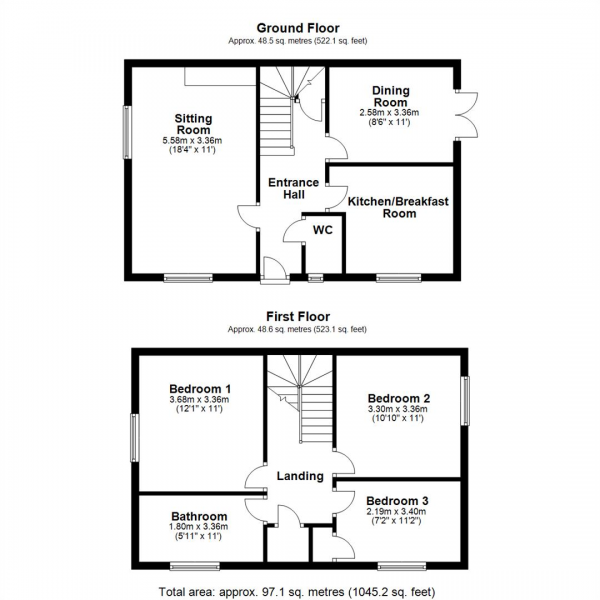 Floor Plan Image for 3 Bedroom Semi-Detached House for Sale in Gurlings Close, Haverhill