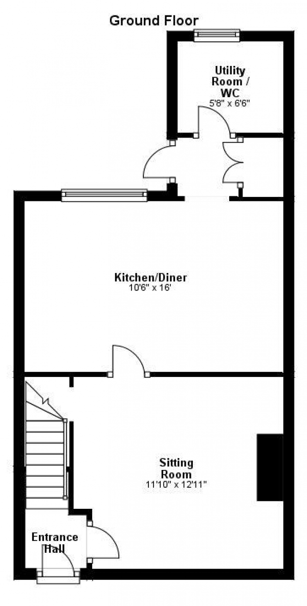 Floor Plan Image for 2 Bedroom End of Terrace House for Sale in Mill Hill, Haverhill