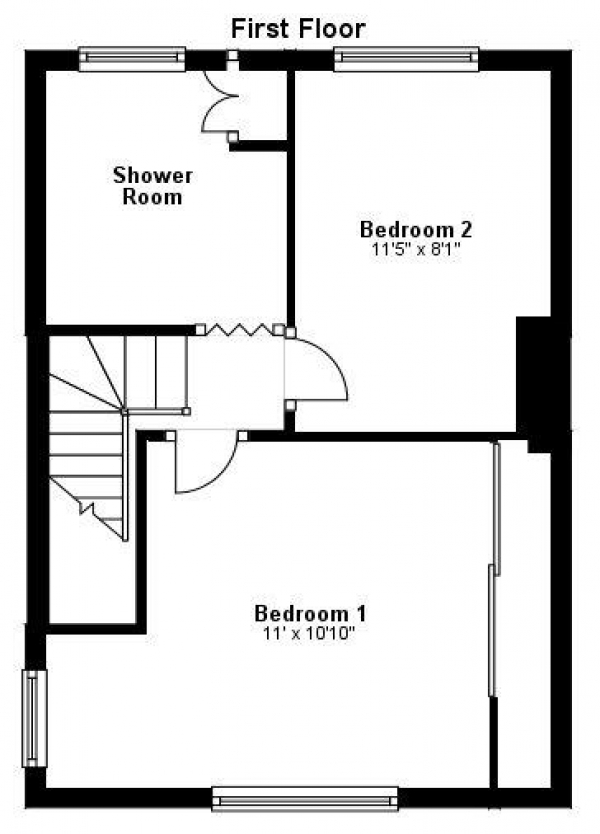 Floor Plan Image for 2 Bedroom End of Terrace House for Sale in Mill Hill, Haverhill