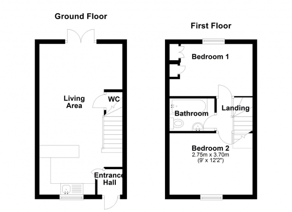 Floor Plan Image for 2 Bedroom End of Terrace House to Rent in Beavis Drive, Haverhill