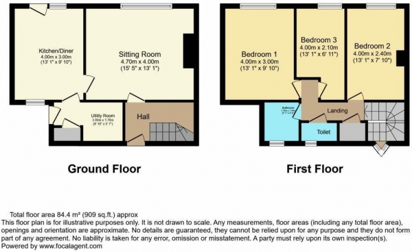 Floor Plan Image for 3 Bedroom End of Terrace House for Sale in Wellum Close, Haverhill