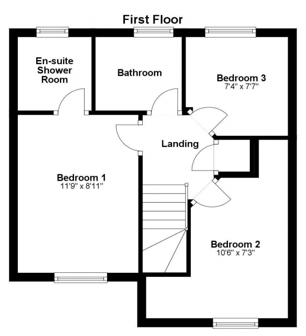 Floor Plan Image for 3 Bedroom Detached House to Rent in Ruskin Close, Haverhill