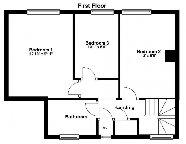 Floor Plan Image for 3 Bedroom End of Terrace House to Rent in Covehite Court, Haverhill