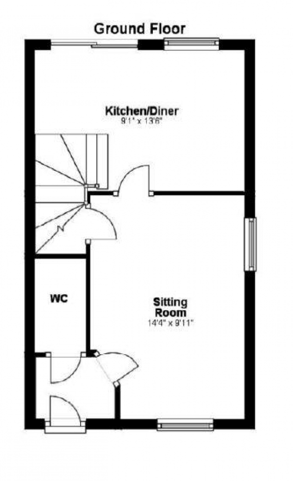 Floor Plan Image for 2 Bedroom End of Terrace House to Rent in Hales Barn Road, Haverhill