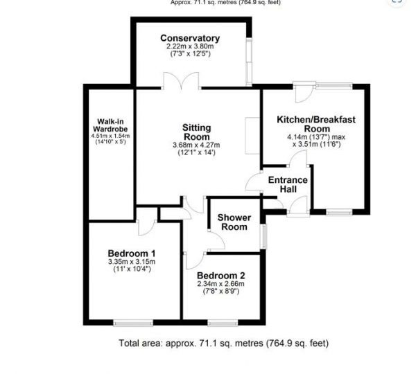 Floor Plan Image for 2 Bedroom Semi-Detached Bungalow for Sale in Chalkstone Way, Haverhill