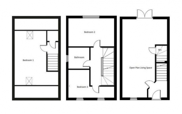 Floor Plan Image for 3 Bedroom Terraced House for Sale in Shipp Close, Little Wratting, Haverhill