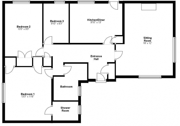 Floor Plan Image for 3 Bedroom Detached Bungalow for Sale in Church Park, Stoke By Clare, Sudbury