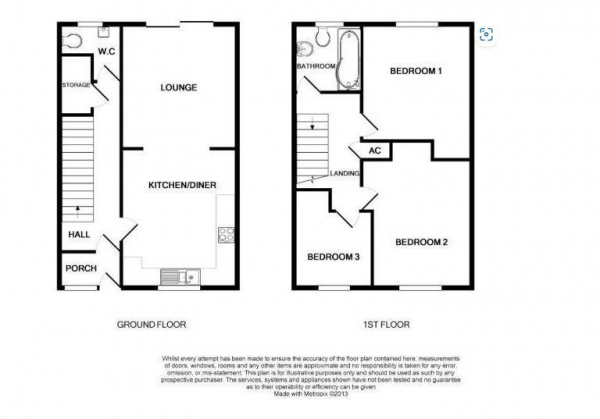 Floor Plan Image for 3 Bedroom Terraced House to Rent in Falcon Close, Haverhill