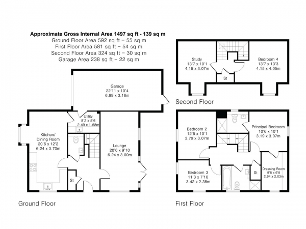 Floor Plan Image for 4 Bedroom Detached House for Sale in Helions Road, Steeple Bumpstead