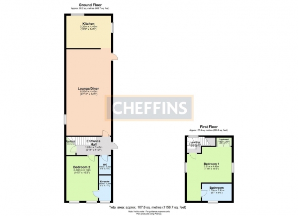 Floor Plan for 2 Bedroom Barn Conversion to Rent in Debden Road, Saffron Walden, CB11, 3JS - £346 pw | £1500 pcm