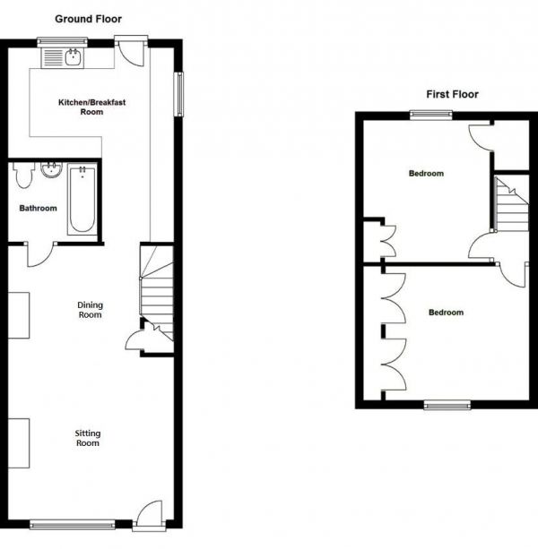 Floor Plan Image for 2 Bedroom Semi-Detached House to Rent in High Street, Hinxton, Saffron Walden