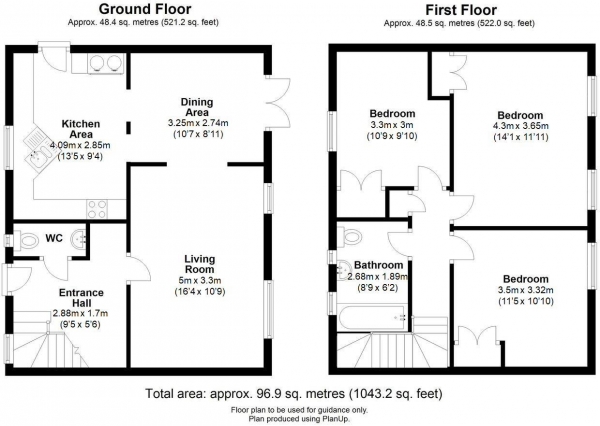 Floor Plan Image for 3 Bedroom Semi-Detached House for Sale in Woburn Place, Duxford, Cambridge