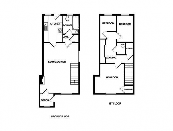 Floor Plan Image for 3 Bedroom End of Terrace House to Rent in Hempstead Road, Steeple Bumpstead, Haverhill