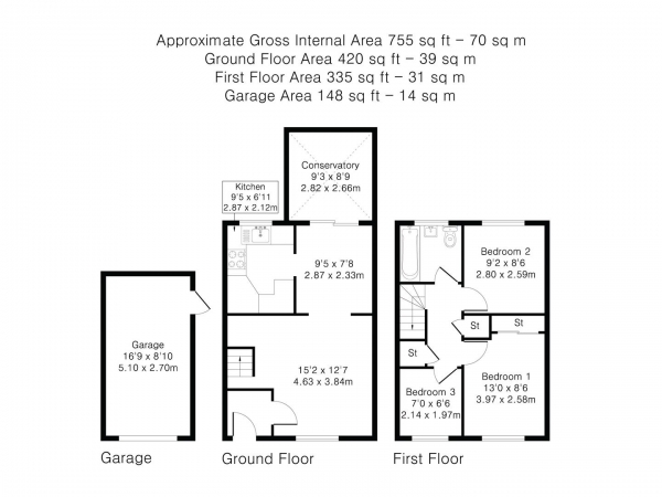 Floor Plan Image for 3 Bedroom Detached House for Sale in Goddard Way, Saffron Walden