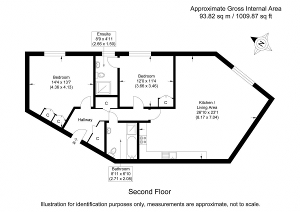 Floor Plan Image for 2 Bedroom Apartment to Rent in Thaxted Road, Saffron Walden