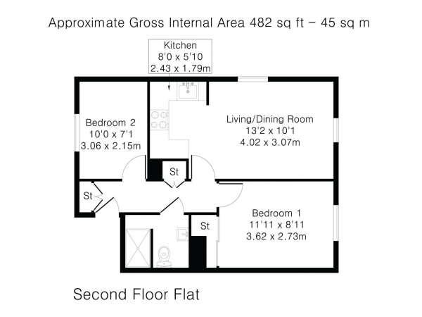 Floor Plan Image for 2 Bedroom Retirement Property for Sale in Farmadine House, Saffron Walden