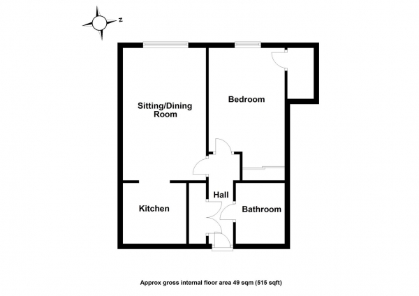 Floor Plan for 1 Bedroom Retirement Property for Sale in Audley Court, Saffron Walden, CB11, 3HX - Guide Price &pound100,000