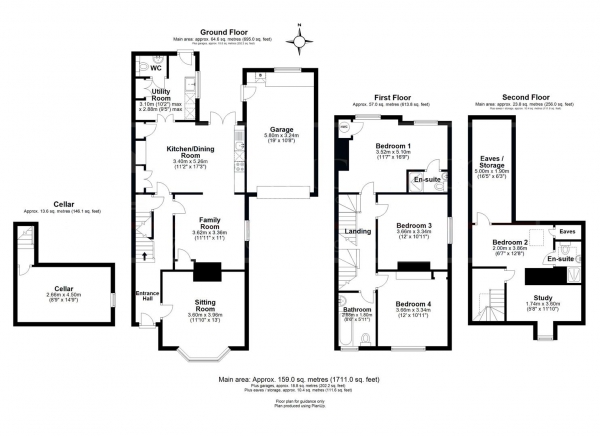 Floor Plan for 4 Bedroom Semi-Detached House for Sale in West Road, Saffron Walden, CB11, 3DS - Guide Price &pound900,000