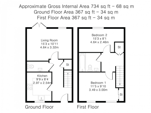 Floor Plan Image for 2 Bedroom Semi-Detached House for Sale in Strachey Close, Saffron Walden