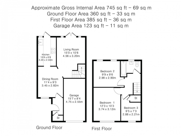 Floor Plan Image for 3 Bedroom End of Terrace House for Sale in Cromwell Road, Saffron Walden