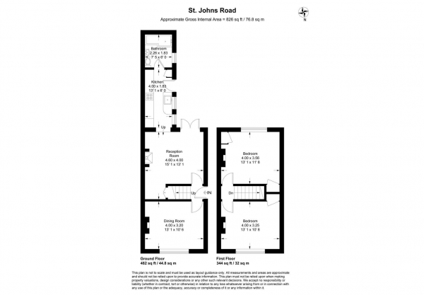 Floor Plan Image for 2 Bedroom Semi-Detached House for Sale in St. Johns Road, Stansted