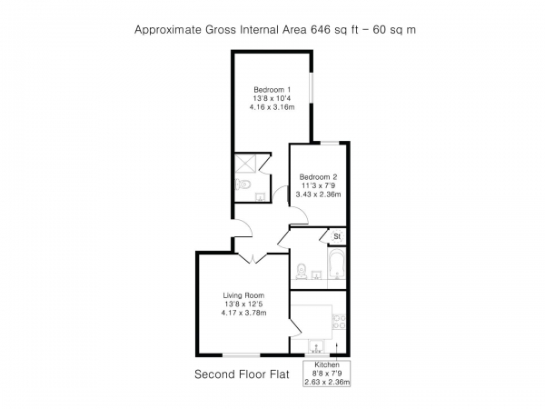 Floor Plan Image for 2 Bedroom Property for Sale in Horn Book, Saffron Walden