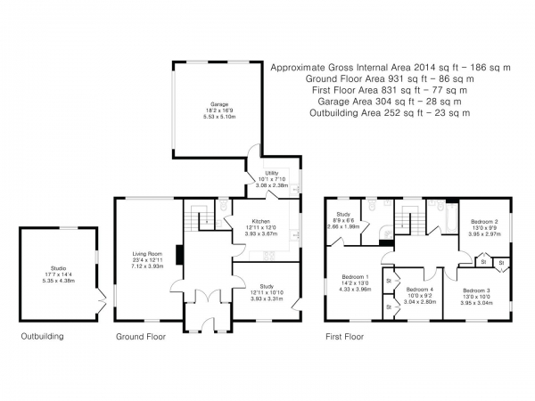 Floor Plan for 4 Bedroom Detached House for Sale in Roman Way, Littlebury, Saffron Walden, CB11, 4TN - Guide Price &pound795,000