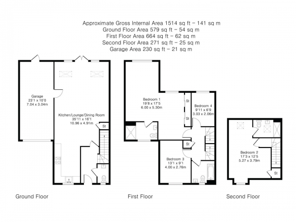 Floor Plan for 4 Bedroom Semi-Detached House for Sale in Overledges Road, Saffron Walden, CB11, 3NB - Guide Price &pound575,000