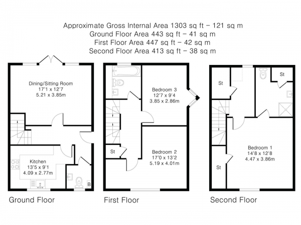 Floor Plan Image for 3 Bedroom Semi-Detached House for Sale in Birdbush Avenue, Saffron Walden