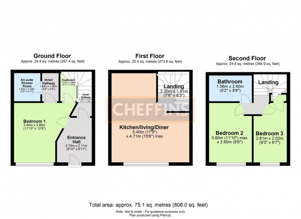 Floor Plan for 3 Bedroom Terraced House to Rent in Thaxted Road, Saffron Walden, CB10, 2UQ - £335 pw | £1450 pcm