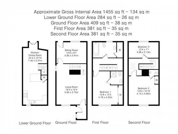 Floor Plan for 3 Bedroom Semi-Detached House to Rent in Mount Pleasant Cottages, Debden Road, Saffron Walden, CB11, 4AE - £392 pw | £1700 pcm