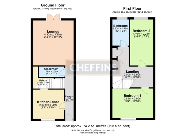 Floor Plan Image for 2 Bedroom Terraced House to Rent in West Road, Saffron Walden