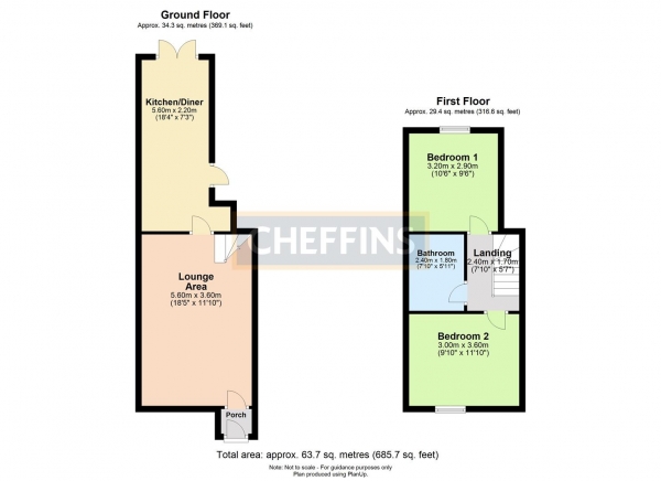 Floor Plan for 2 Bedroom Terraced House for Sale in Thaxted Road, Saffron Walden, CB11, 3AG - Guide Price &pound345,000