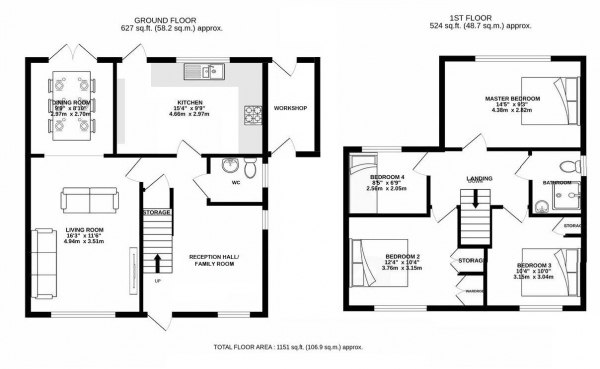 Floor Plan Image for 4 Bedroom Detached House for Sale in Hailes Wood, Elsenham