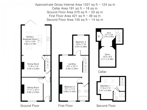 Floor Plan Image for 3 Bedroom Terraced House for Sale in London Road, Saffron Walden