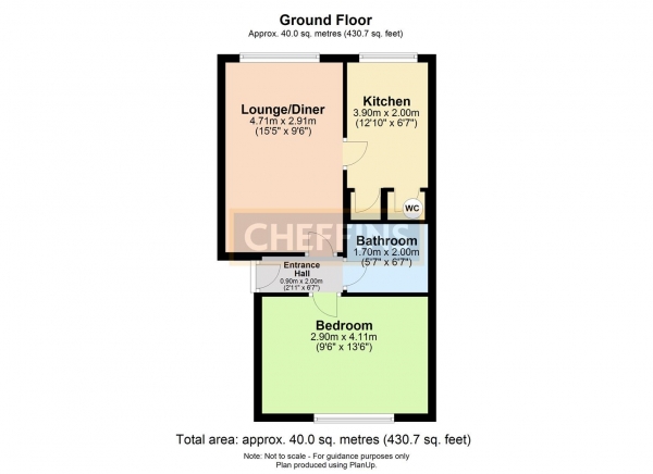 Floor Plan for 1 Bedroom Apartment to Rent in Ross Close, Saffron Walden, CB11, 4DT - £219 pw | £950 pcm