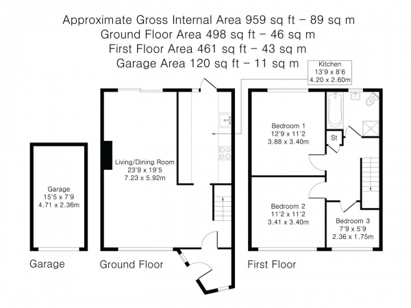 Floor Plan Image for 3 Bedroom End of Terrace House for Sale in Finchams Close, Linton, Cambridge