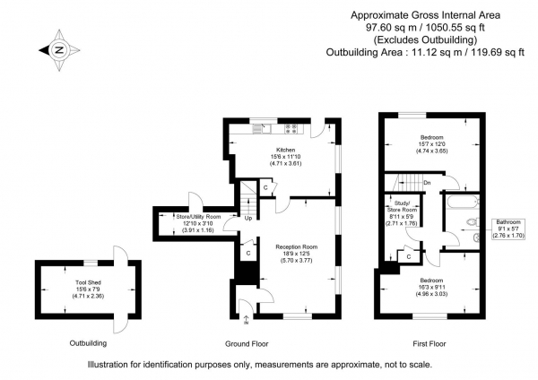 Floor Plan for 2 Bedroom Semi-Detached House for Sale in Finchingfield Road, Hempstead, Saffron Walden, CB10, 2PR - Guide Price &pound375,000