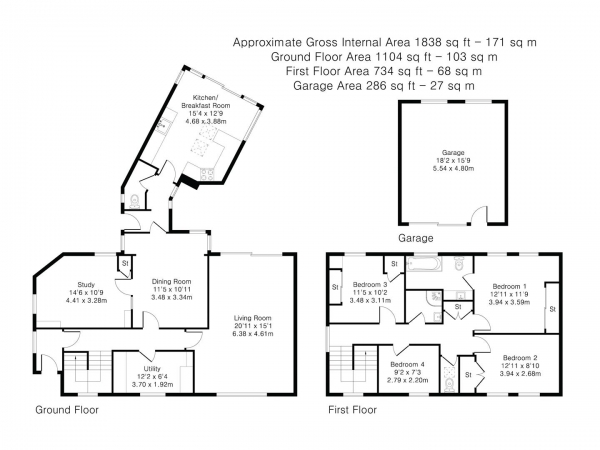 Floor Plan for 4 Bedroom Detached House for Sale in Meadowford, Newport, Saffron Walden, CB11, 3QL - Guide Price &pound750,000