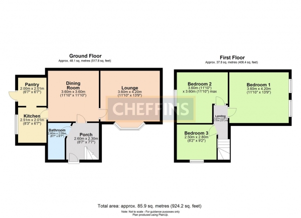 Floor Plan for 3 Bedroom Semi-Detached House to Rent in Catons Lane, Saffron Walden, CB10, 2DX - £288 pw | £1250 pcm