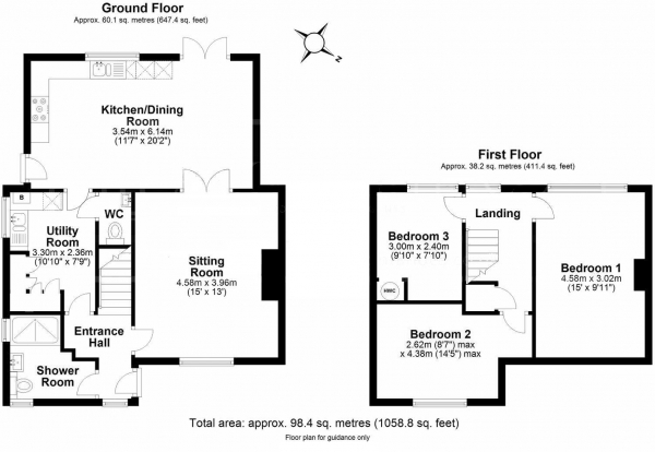 Floor Plan for 3 Bedroom Semi-Detached House for Sale in Woodside, Rickling Green, Saffron Walden, CB11, 3XE - Guide Price &pound525,000