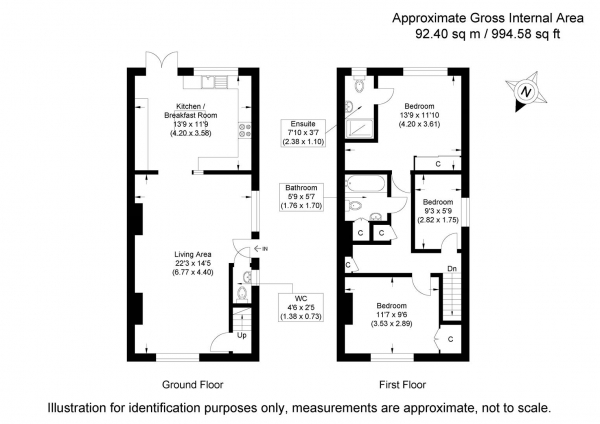 Floor Plan Image for 3 Bedroom Semi-Detached House for Sale in Tye Green, Elsenham, Bishop's Stortford