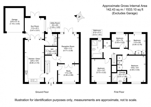 Floor Plan for 4 Bedroom Detached House for Sale in Allard Way, Saffron Walden, CB11, 3GP - Guide Price &pound675,000