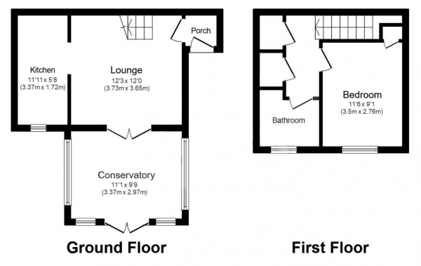 Floor Plan for 1 Bedroom Semi-Detached House for Sale in Sweet Mead, Saffron Walden, CB10, 2EG - Guide Price &pound275,000