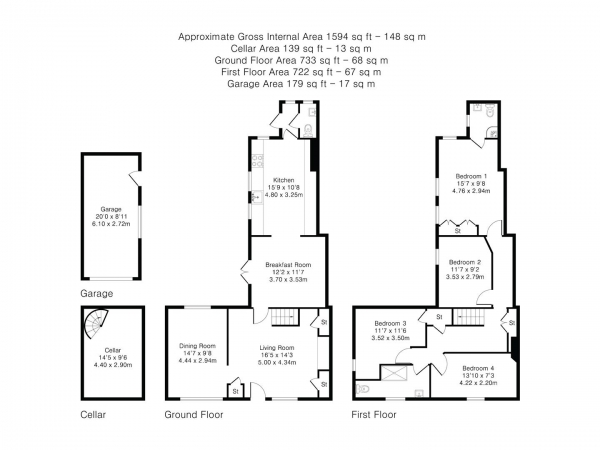 Floor Plan Image for 4 Bedroom Semi-Detached House for Sale in The Grip, Linton, Cambridge