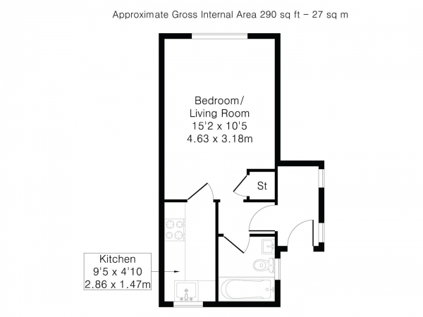 Floor Plan Image for 1 Bedroom End of Terrace House for Sale in Green Hill Mews, Linton, Cambridge