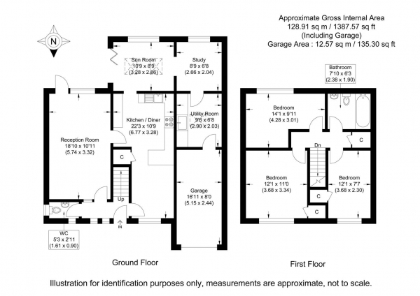 Floor Plan for 3 Bedroom Detached House for Sale in De Bohun Court, Saffron Walden, CB10, 2BA - Guide Price &pound550,000