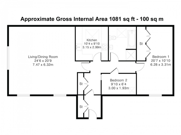 Floor Plan Image for 2 Bedroom Apartment for Sale in West Road, Saffron Walden